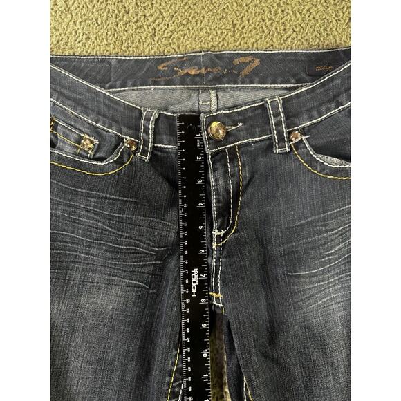 Seven 7 Jeans Women 31 Low Rise Flare Leg Thick Stitch Western Festival Y2K - Picture 4 of 10